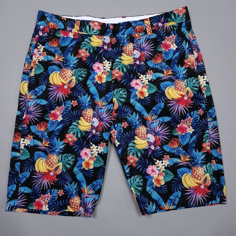 Hreski Tropical Fruits Golf Shorts Chino Stretch Lightweight Preppy 34